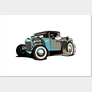 Cartoon retro hot rod Posters and Art